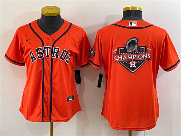 Women's Houston Astros Orange 2022 World Series Champions Team Big Logo Cool Base Stitched Baseball Jersey(Run Small)